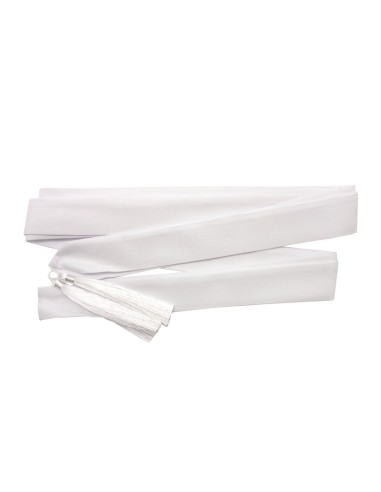 Cingulo Tela Blanco Con Borlas 4cm Y 4 Meros Largo
