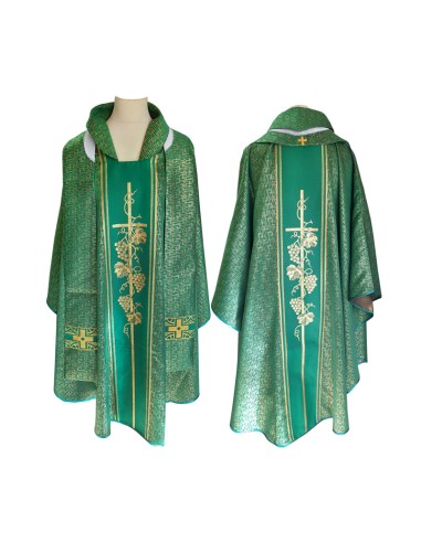 Casulla Estampada Tipo Damasco Verde...