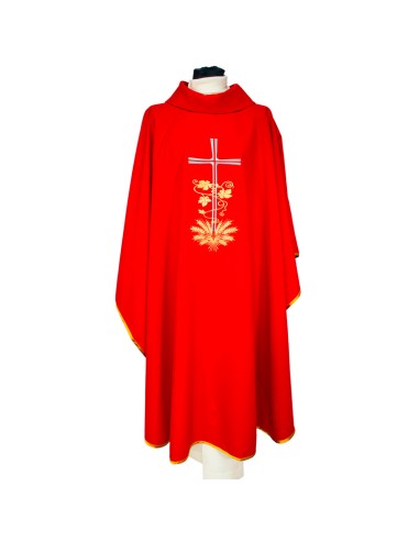 Casulla Cruz Larga Con Hojas De Parra...