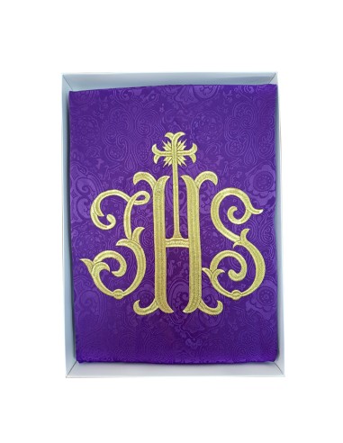 Casulla Adamascada Bordada Jhs Morada