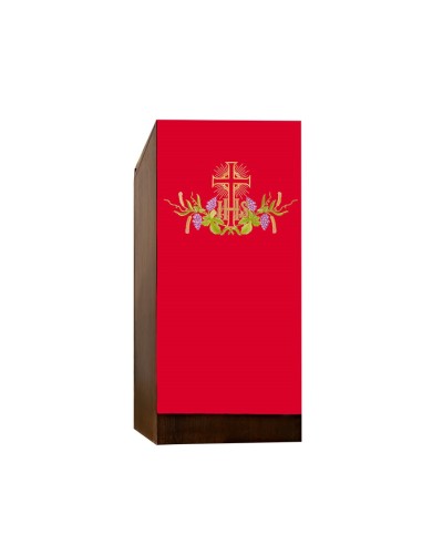 Cubre Ambon Bordado Ihs Con Cruz Superior Kmo 023 Parra Y Uvas Debajo Rojo