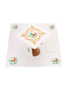 Juego De Altar Lino Bordado...