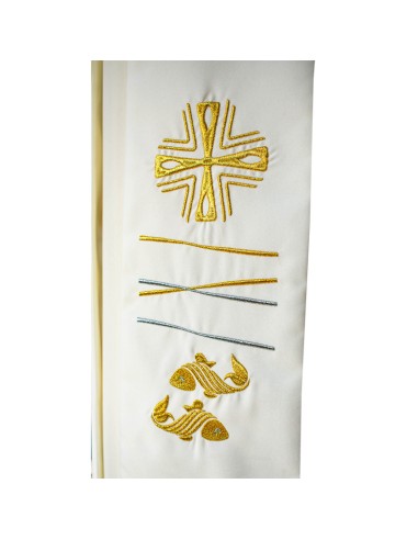 Juego De Altar Lino Bordado Mariano sdm011 Barroco con Greca Grande