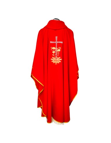 Casulla Cruz Larga Con Hojas De Parra...