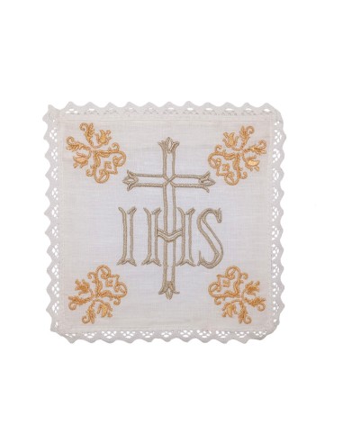 Juego De Altar Lino Bordado Cruz grande sdm18 con JHS