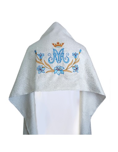 Pazzzzzo De Hombros Mariano Tres Flores Bordado Azul y Oro
