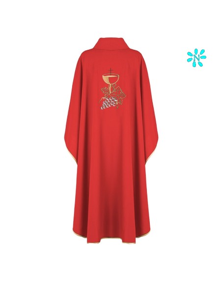 Casulla Bordada Caliz Con Hojas De Parra Kor/208 Roja