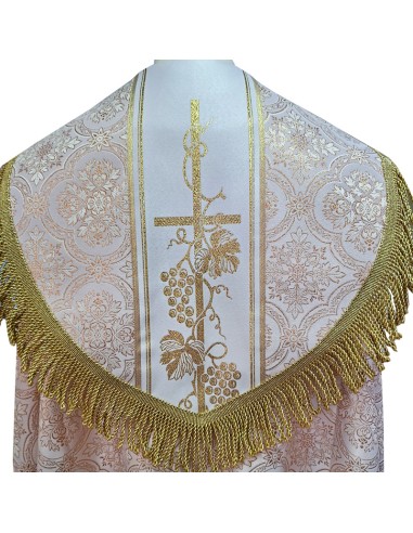 Mantel Altar Bordado 300x160cm Mariano con corona TVA 02 adornos plateados y azul