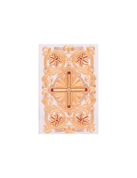 Casulla Bordada Cruz Pectoral En Relieve Con Greca Oro Y Rojo Le/7010