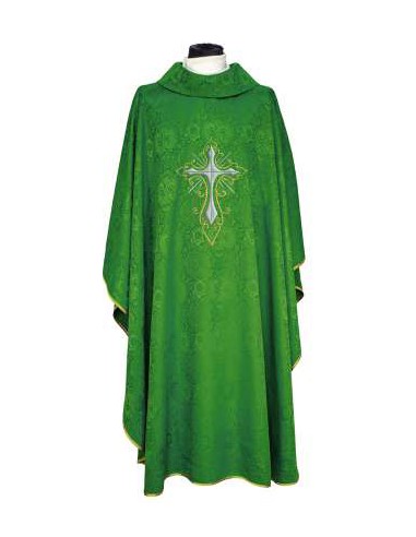 Casulla Adamascada Bordada Cruz...