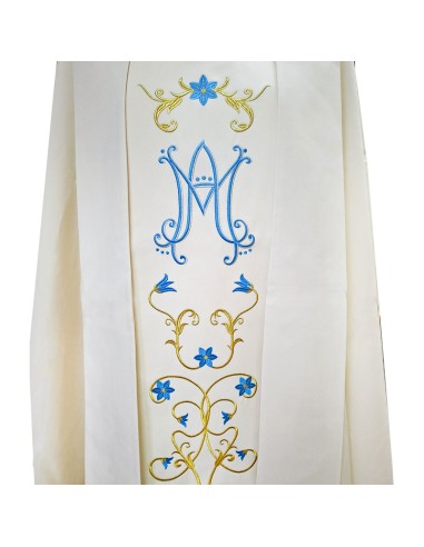 Casulla Bordada Mariana Flores Azules...