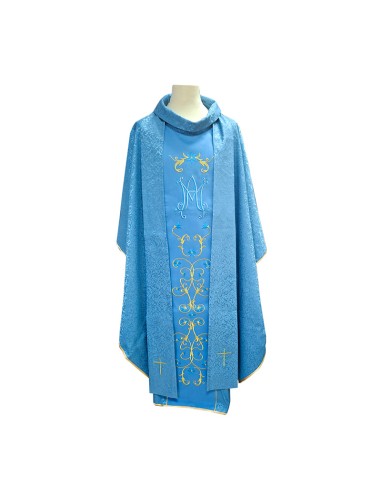 Casulla Bordada Mariana Azul Tela...
