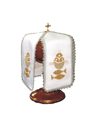 Cubre Copon Bordado Forma En Cruz Cesto Panes Y Peces Kwe/018 K