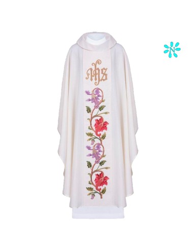 Casulla Bordada Jhs Con Galon Floral...