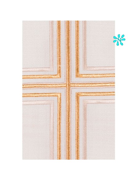 Casulla Estilo Arpillera Cruz Central Con Ribete Cuello Redondo Kor/220