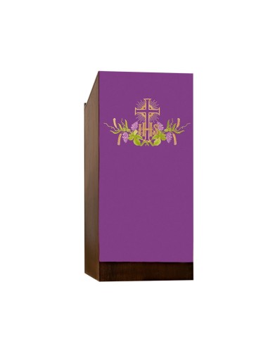 Cubre Ambon Bordado Ihs Con Cruz Superior Kmo 023 Parra Y Uvas Debajo Morado
