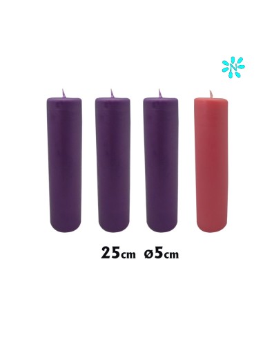 Vela Adviento 50x25 3 Moradas Y 1...