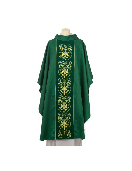 Conjunto 4 Casullas Seis Adornos Florales Tela Adamascada Sobre Galon Central