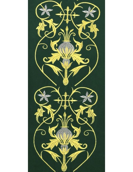 Conjunto 4 Casullas Seis Adornos Florales Tela Adamascada Sobre Galon Central