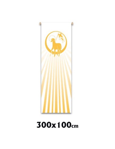 Estandarte Liturgico Blanco Cordero Pascual 300x100cm