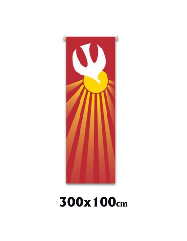 Estandarte Liturgico Rojo Espiritu Santo Pentecostes 300x100cm