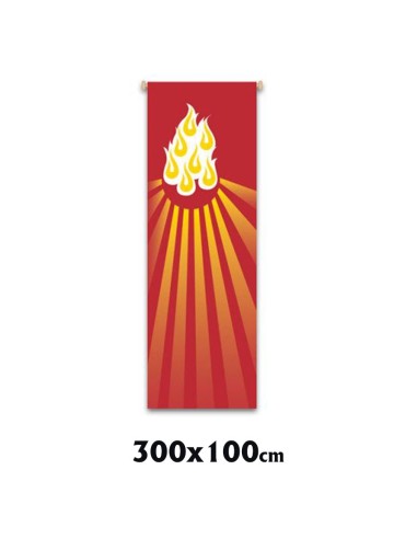 Estandarte Liturgico Rojo Siete Llamas Dones 300x100cm