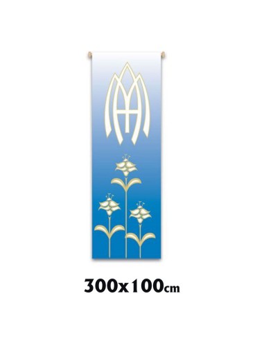Estandarte Liturgico Azul Mariano Con Lirios 300x100cm