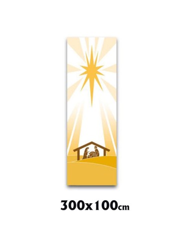 Estandarte Liturgico Blanco Navidad Pesebre 300x100cm