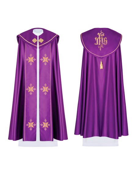 Capa Pluvial Bordada Cruces Con Potencias Y Jhs En Trasera Kkp/023 Morada