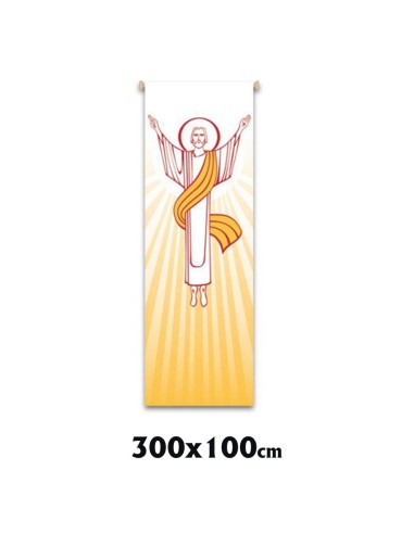 Estandarte Liturgico Blanco Resucitado 300x100cm