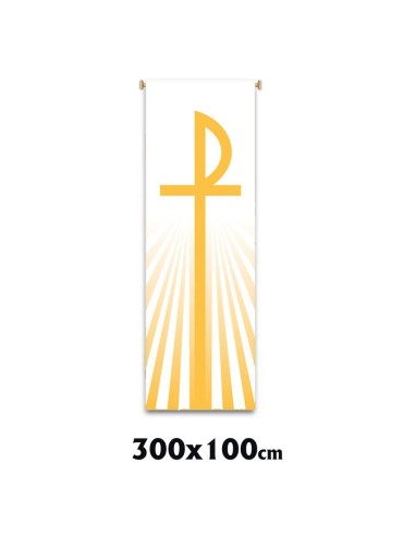 Estandarte Liturgico Blanco Pax Amarillo 300x100cm