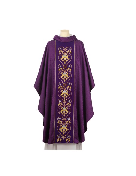 Conjunto 4 Casullas Seis Adornos Florales Tela Adamascada Sobre Galon Central