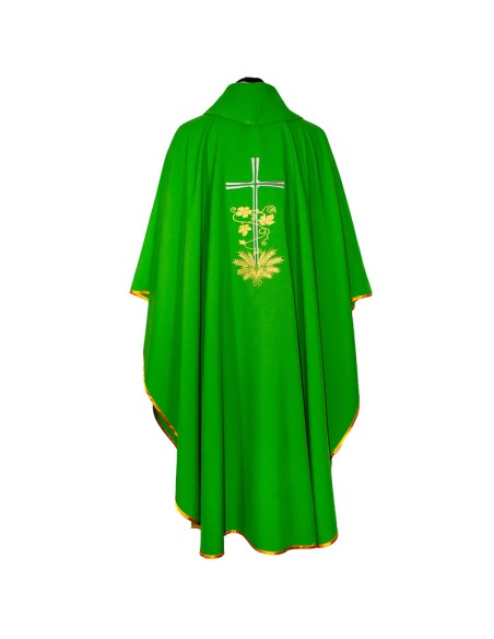 Casulla Adamascada Bordada Jhs Crema