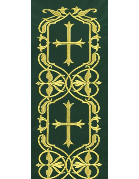 Conjunto 4 Casullas Cinco Cruces Dentro Cenafa Tela Adamascada Sobre Galon Central