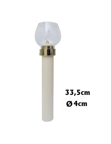 Vela Antiviento Del 4 Niquelada Para Simil Completo Cera Liquida 25cm Altura