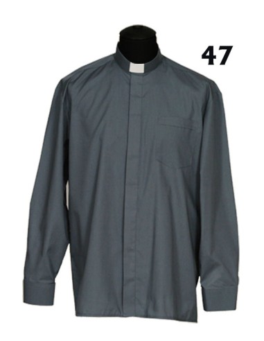 Camisa Sacerdote Negra Cuello Romano ML Talla 43
