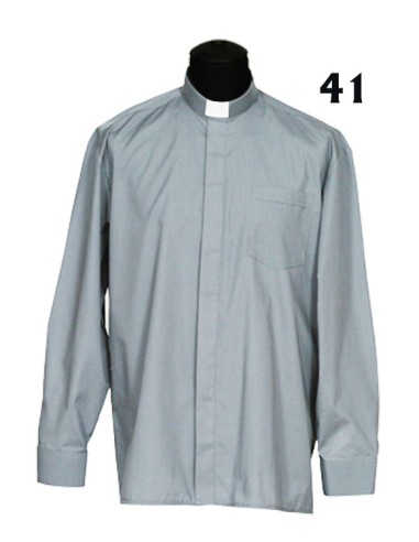 Camisa Sacerdote Gris Claro Ml Talla 41