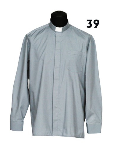 Camisa Sacerdote Gris Claro Ml Talla 39