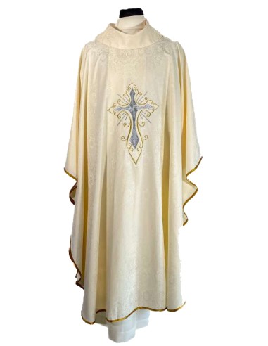 Casulla Adamascada Bordada Cruz...