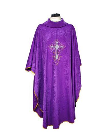 Casulla Adamascada Bordada Cruz...