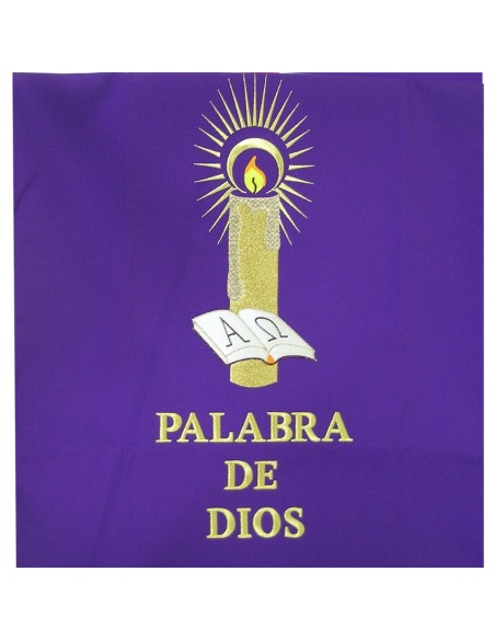 Cubre Ambon Bordado Vela Con Libro Y Texto Palabra De Dios Kzs/694 Morado