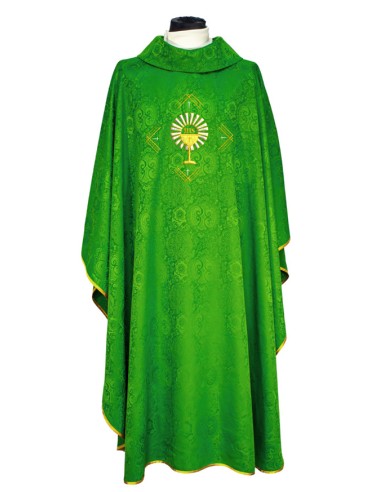 Casulla Adamascada Bordada Caliz Con...