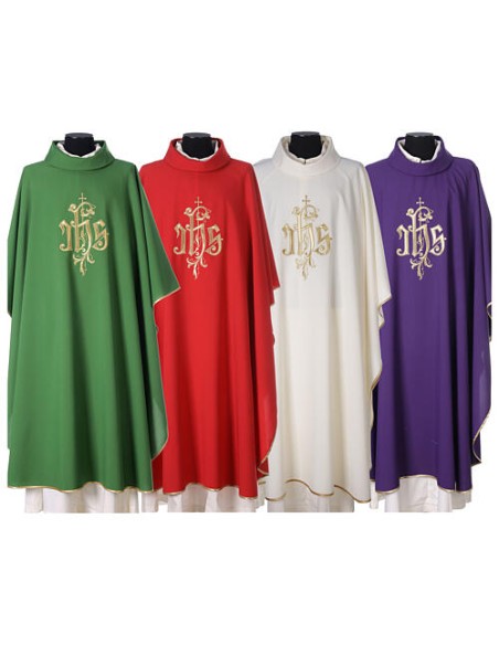 Conjunto 4 Casullas Jhs Con Hojas Y Cruz Pequeña Arriba 032