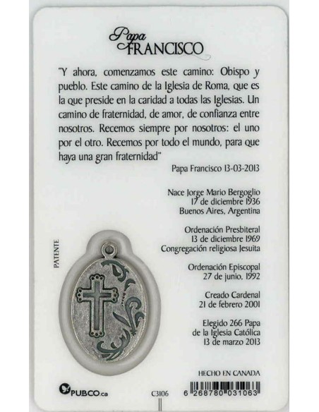 Estampa CM N3106 Papa Francisco