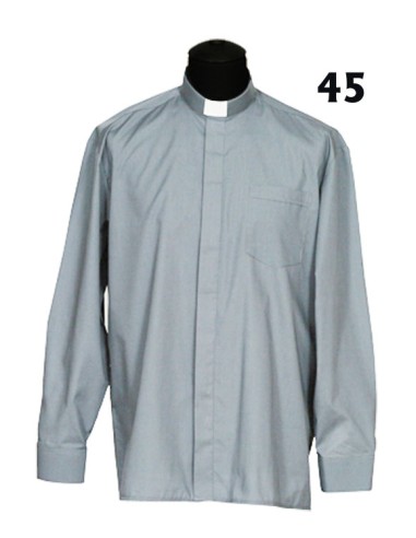 Camisa Sacerdote Gris Claro Ml Talla 45