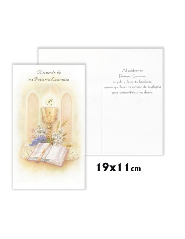 Tarjeta Primera Comunion Inyeccion Oro Con Sobre Texto Recuerdo De MI Primera