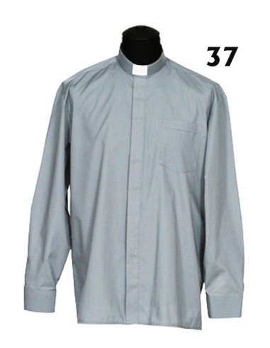 Camisa Sacerdote Gris Claro Ml Talla 37