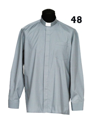 Camisa Sacerdote Gris Claro Ml Talla 48