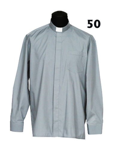 Camisa Sacerdote Gris Claro Ml Talla 50