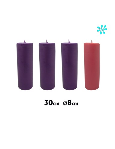 Vela Adviento 80x30 3 Moradas Y 1...